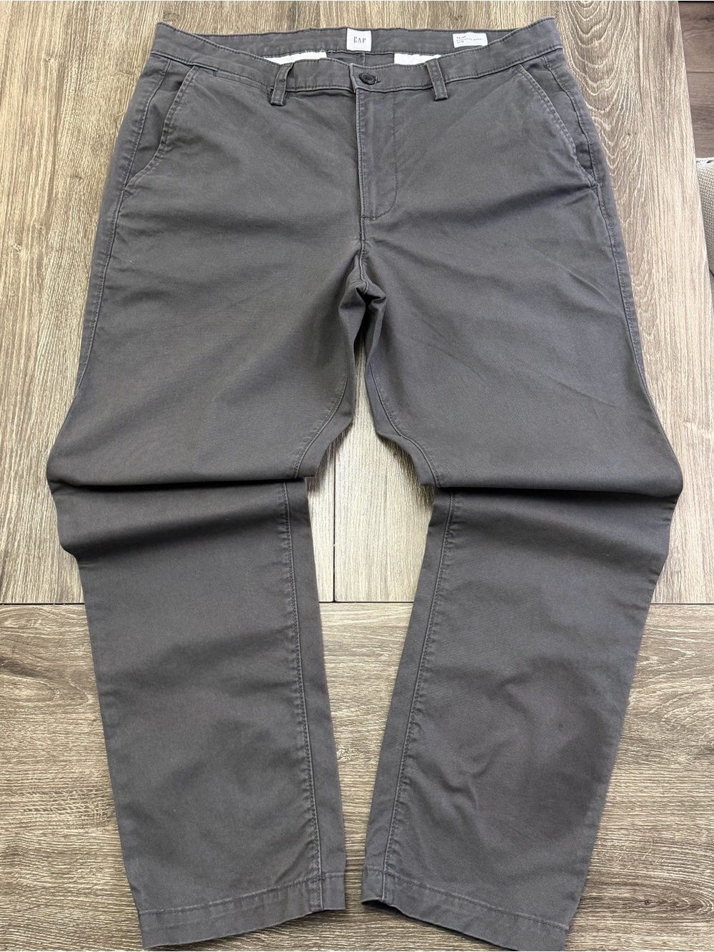 Gap Mens Gray Slim Tapered Chino Pants 30" Waist Stretch Twill Flat Front
